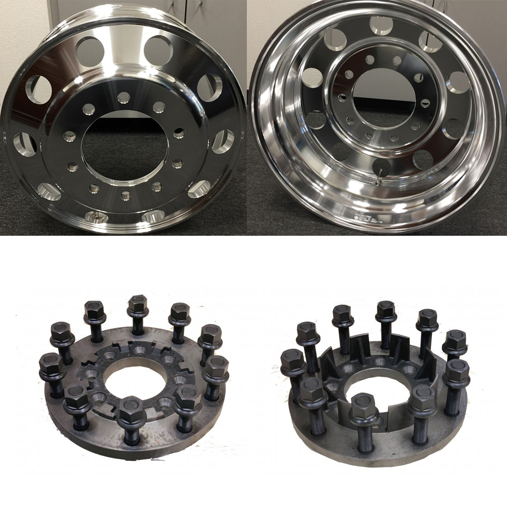 22x8.25 Classics 10 Lug Dually Wheels & Steel Adapters Package