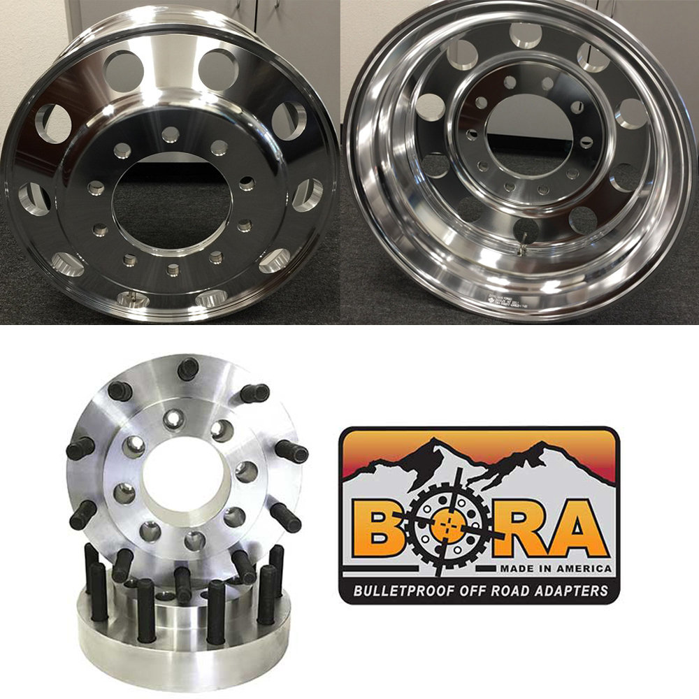 22x8.25 Classics 10 Lug Dually Wheels & Aluminum Adapters Package